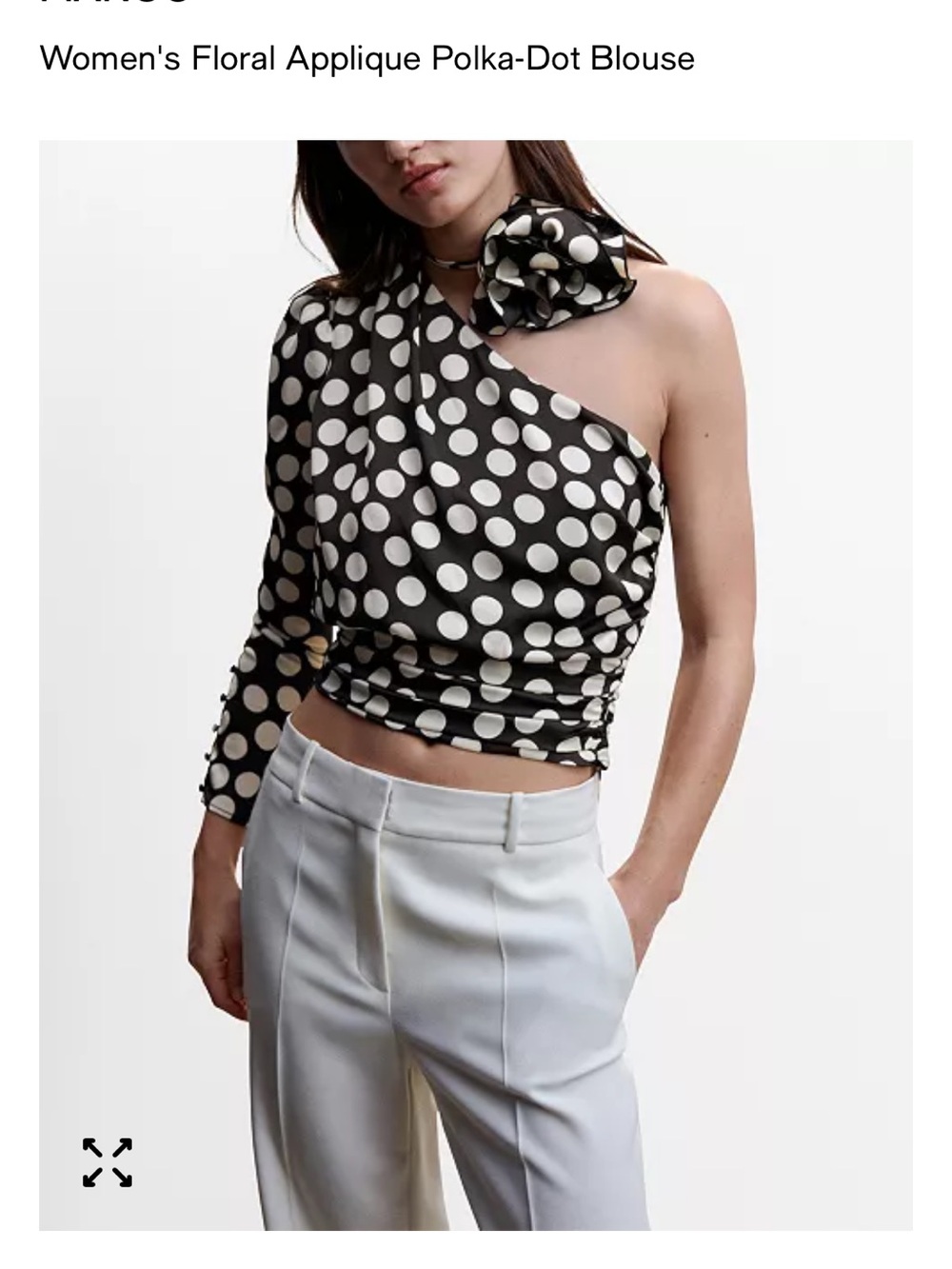 Mango floral appliqué polka dot blouse